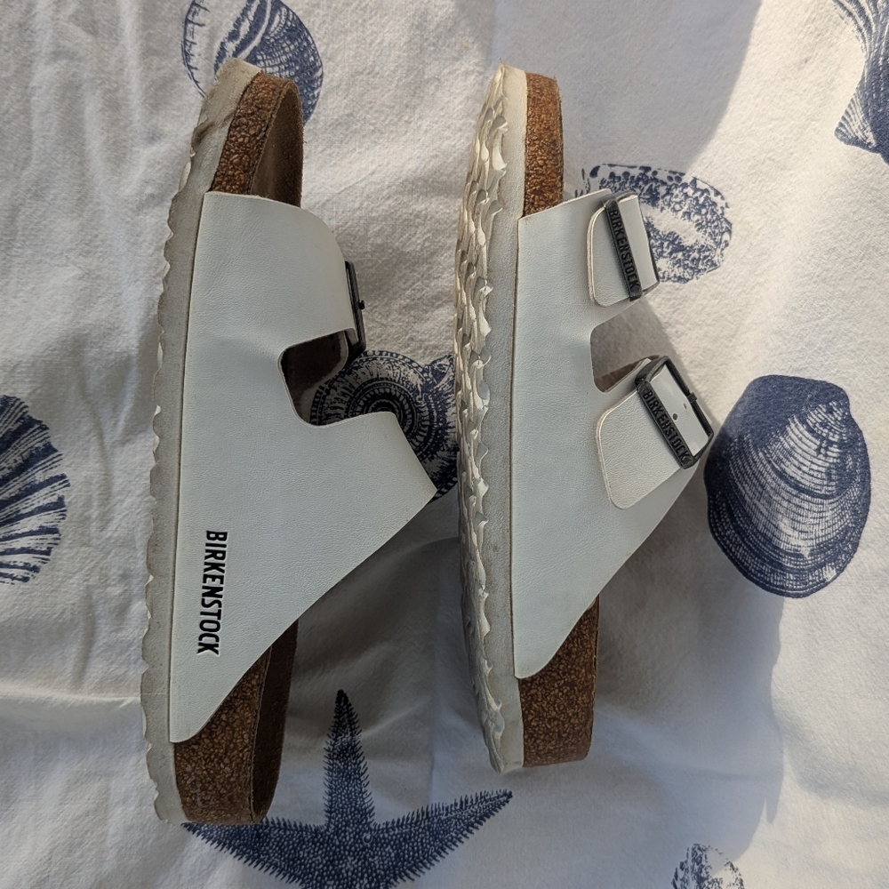Birkenstock White Arizona Two-Strap Sandals - Picture 6 of 8